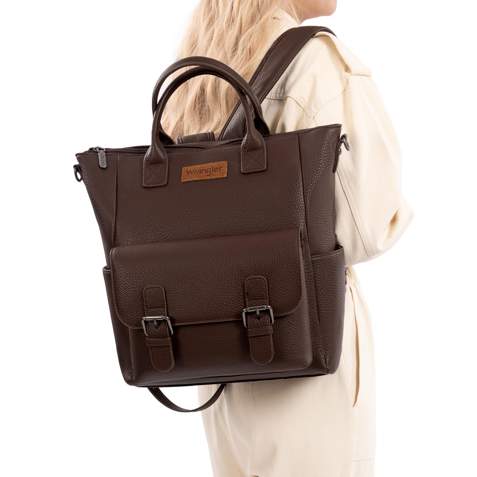 Montana West Wrangler Women's Vegan Leather Purse Backpack - Convertible Crossbody Shoulder Strap for Travel, Work & Everyday Use | Durable & Stylish Handbag for Commuting, Shopping & Outdoor Activities
