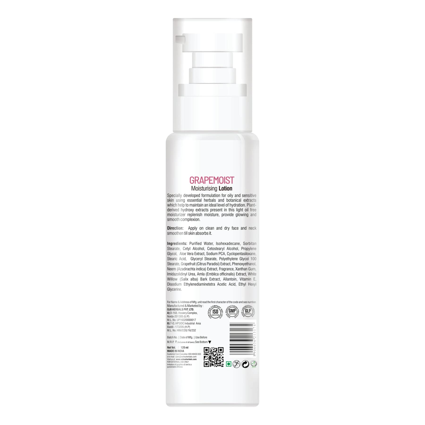 Oshea Herbals Grapemoist Moisturizing Lotion - Hydrating & Nourishing Face & Body Cream with Grape Extract for Dry Skin - Perfect for Daily Skincare Routine & Post-Workout Hydration