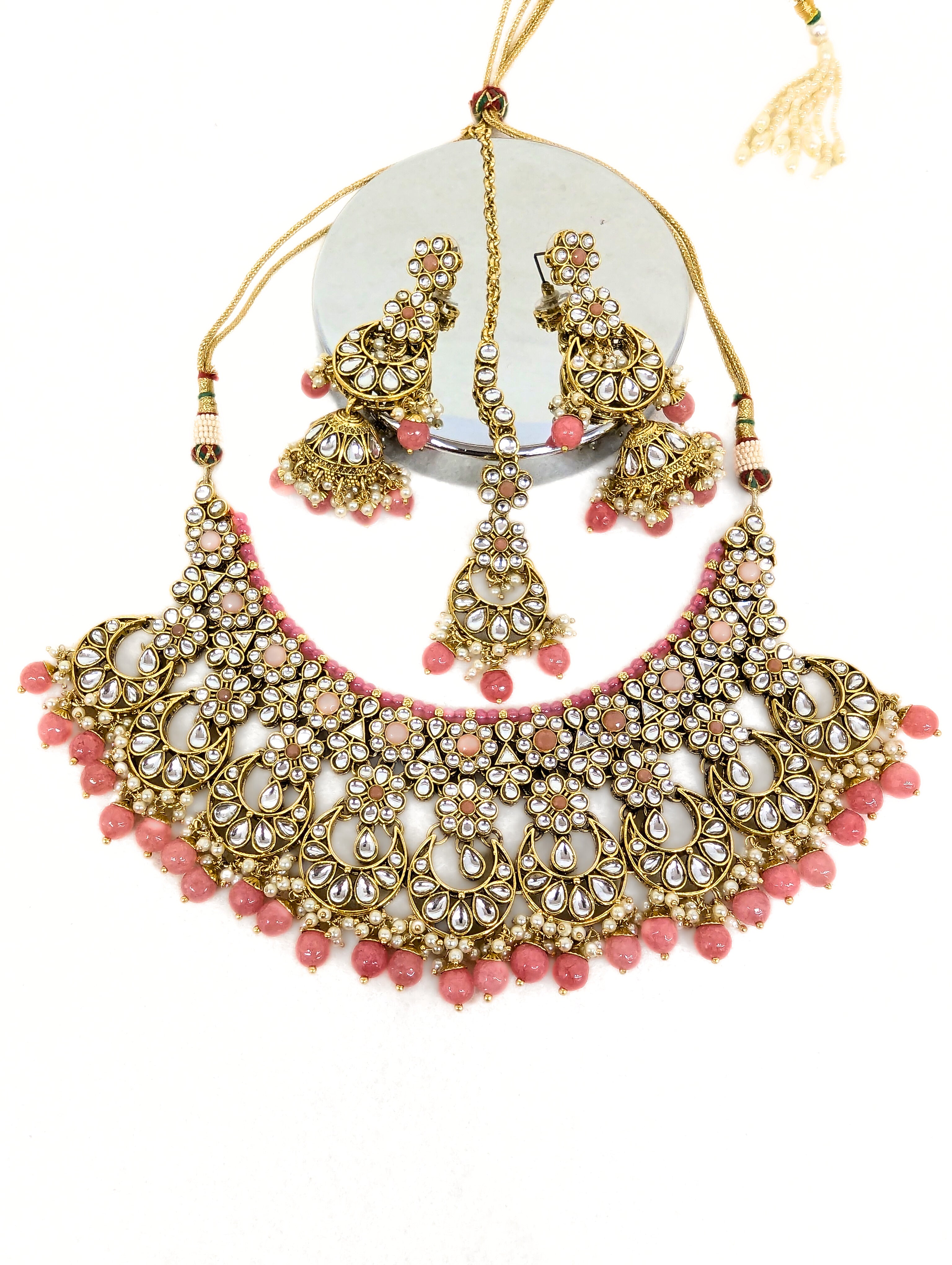 Devika Stone Jewelry Set - Elegant Necklace, Earrings & Bracelet for Women | Perfect for Weddings, Parties & Special Occasions
