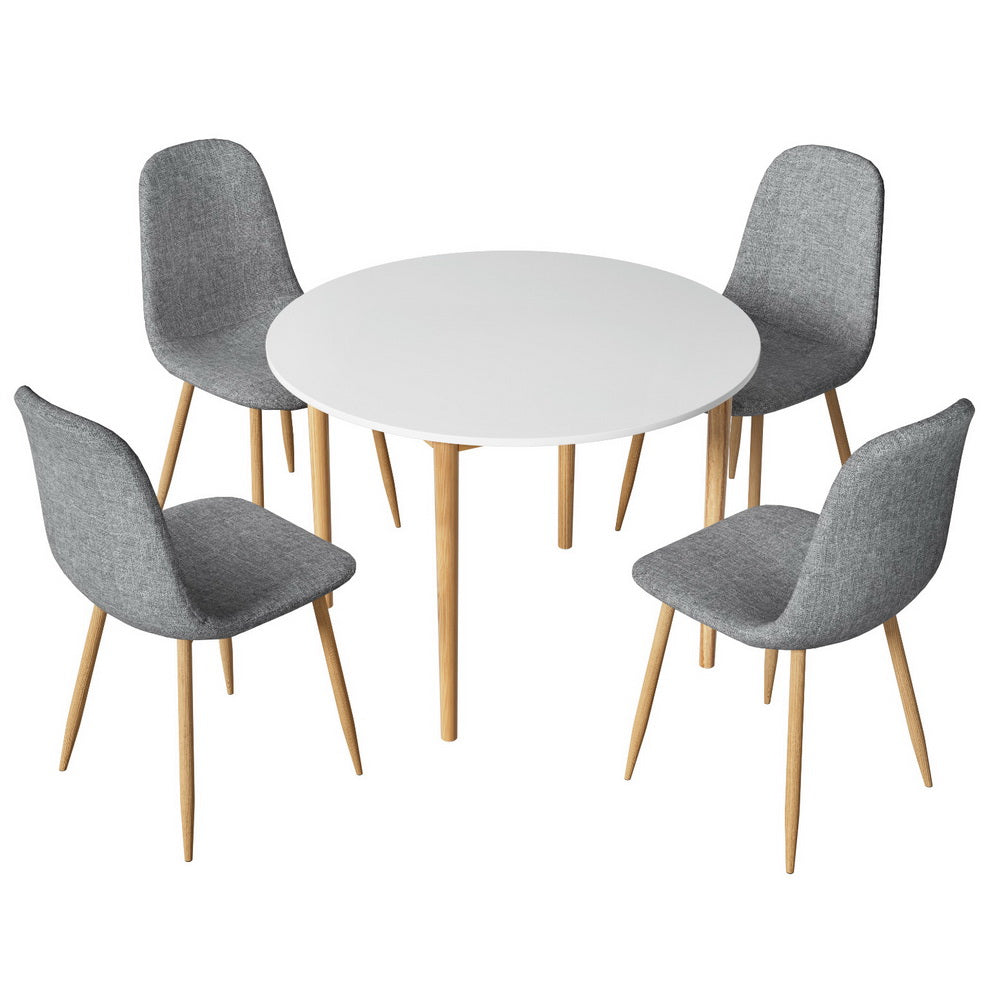 Artiss 5-Piece Dining Table Set with 4 Chairs - Modern White & Grey Kitchen Table for Small Spaces - Perfect for Breakfast Nook, Apartment Dining, and Family Gatherings