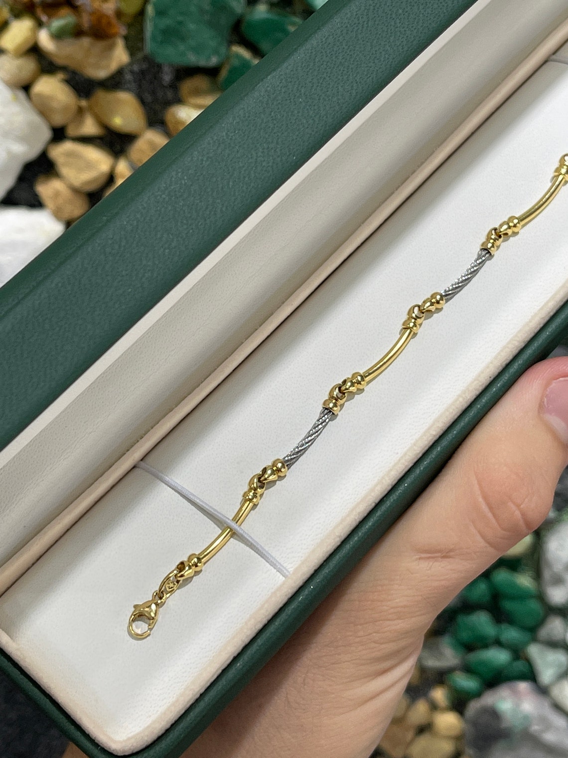 18K Gold Two-Tone Triple Bar Rope Link Bracelet for Women - Elegant Jewelry Gift for Birthday, Anniversary & Special Occasions