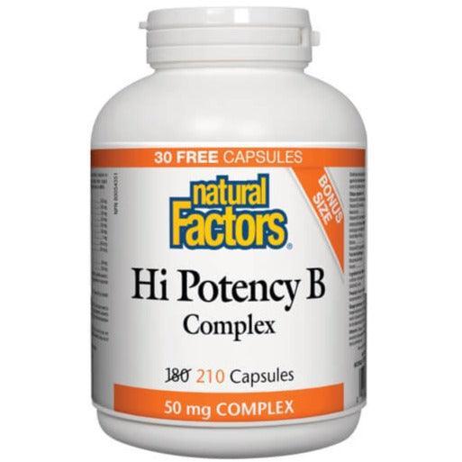 Natural Factors Hi Potency Vitamin B Complex 50mg - 210 Capsules for Energy, Stress Relief & Metabolism Support - Perfect for Daily Wellness & Active Lifestyle