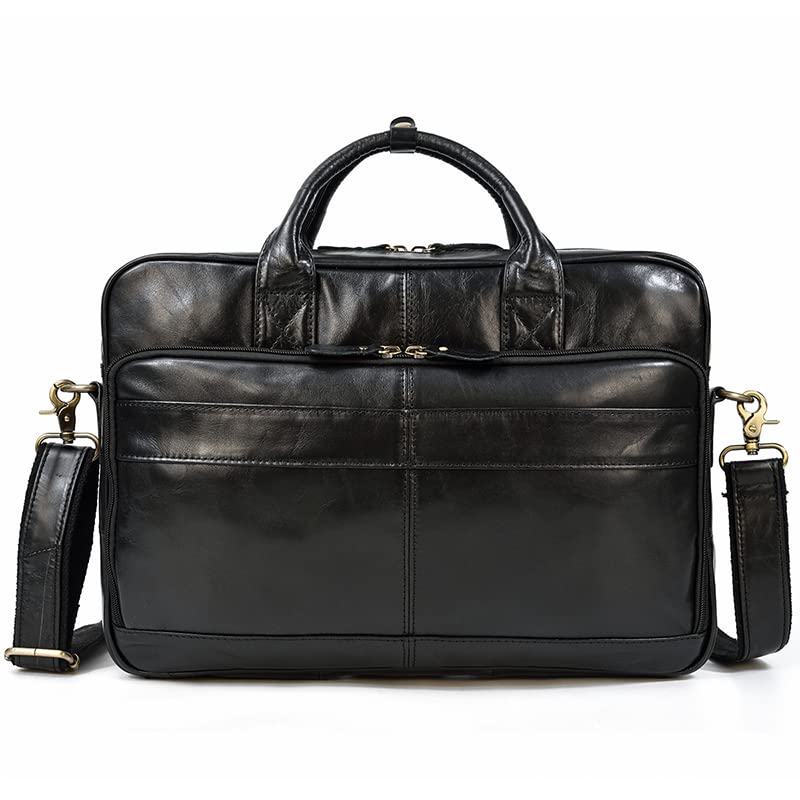 14 Inch Leather Laptop Briefcase for Men & Women - Professional Business Bag with Adjustable Shoulder Strap - Perfect for Office, Work, Travel & Commuting