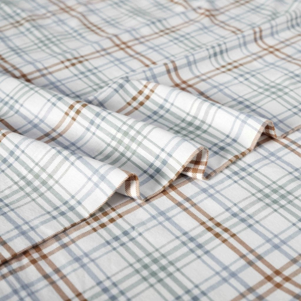 Soft Plaid Flannel Cotton Bed Sheet Set - Classic Farmhouse Style with Deep Pockets - Perfect for Cozy Winter Nights & Rustic Home Decor