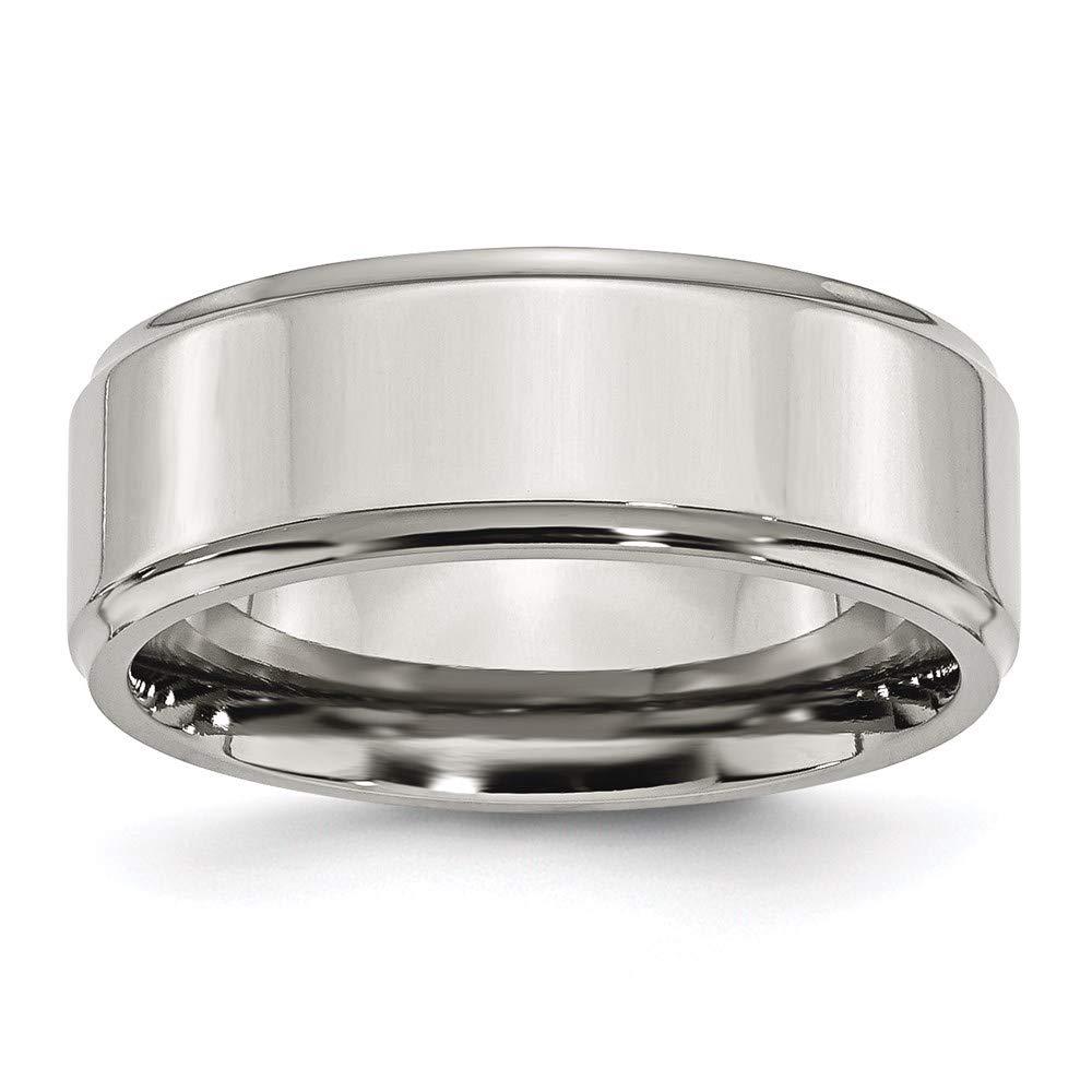 8mm Stainless Steel Ridged Edge Wedding Band Ring for Women - Elegant Bridal Engagement Ring, Durable Fine Jewelry Gift for Her - Perfect for Anniversaries, Proposals & Special Occasions