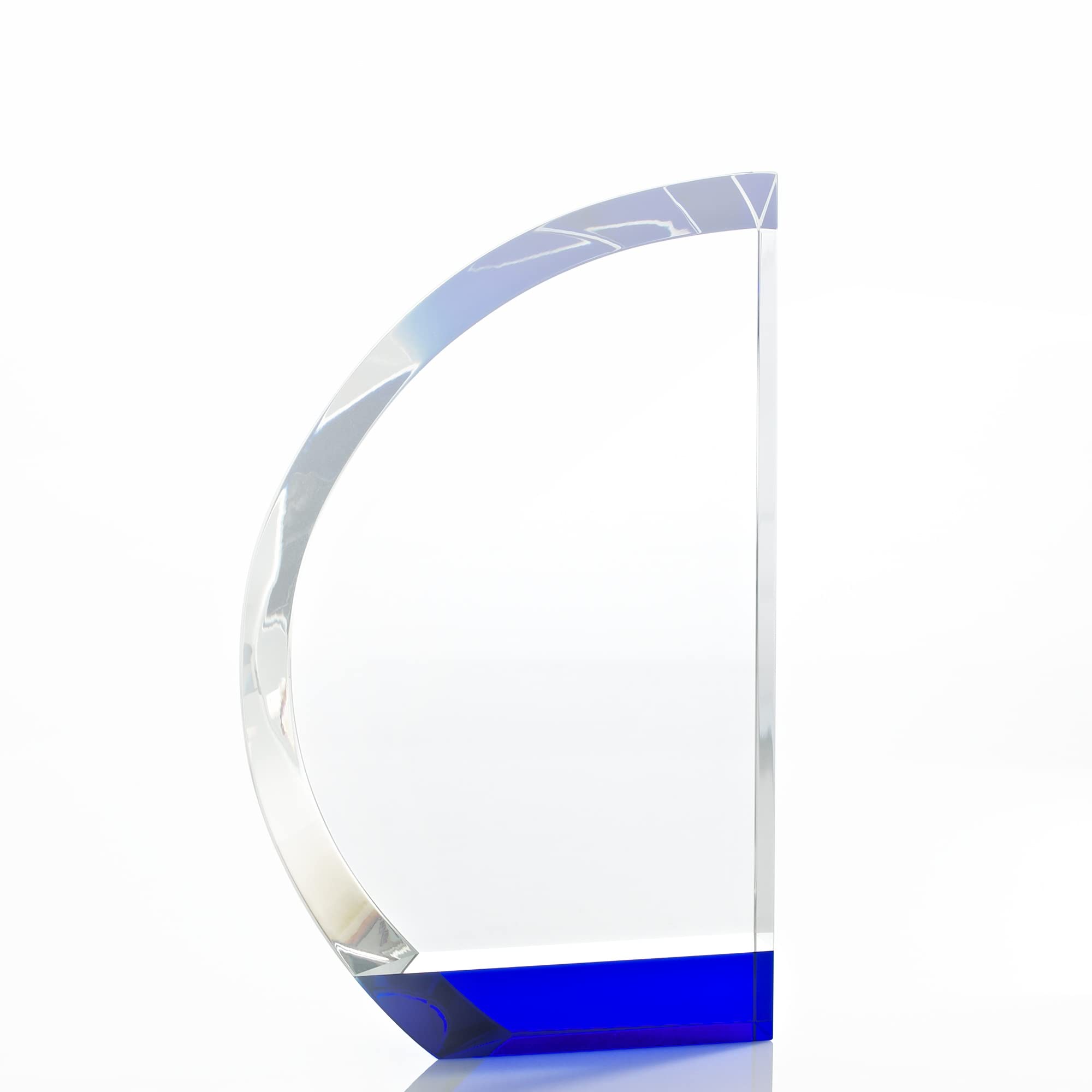 Baudville Engraved Crystal Trophy with Blue Base - Custom Employee Award - Personalized Engraving - Gift Box Included - Perfect for Corporate Recognition, Milestone Celebrations & Team Appreciation Events