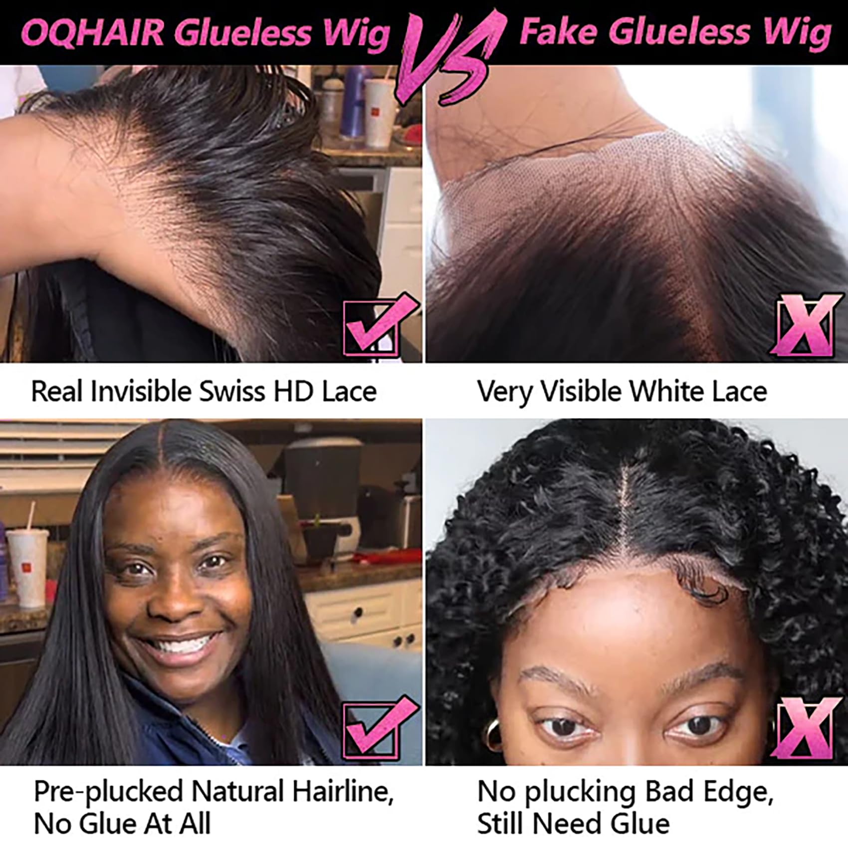 Go Glueless Wigs for Women - 100% Human Hair 22Inch HD Lace Front Wig with Pre Plucked & Pre Cut 4X6 Lace | Beginner Friendly, Natural & Comfortable | Perfect for Daily Wear, Cosplay & Protective Hairstyles