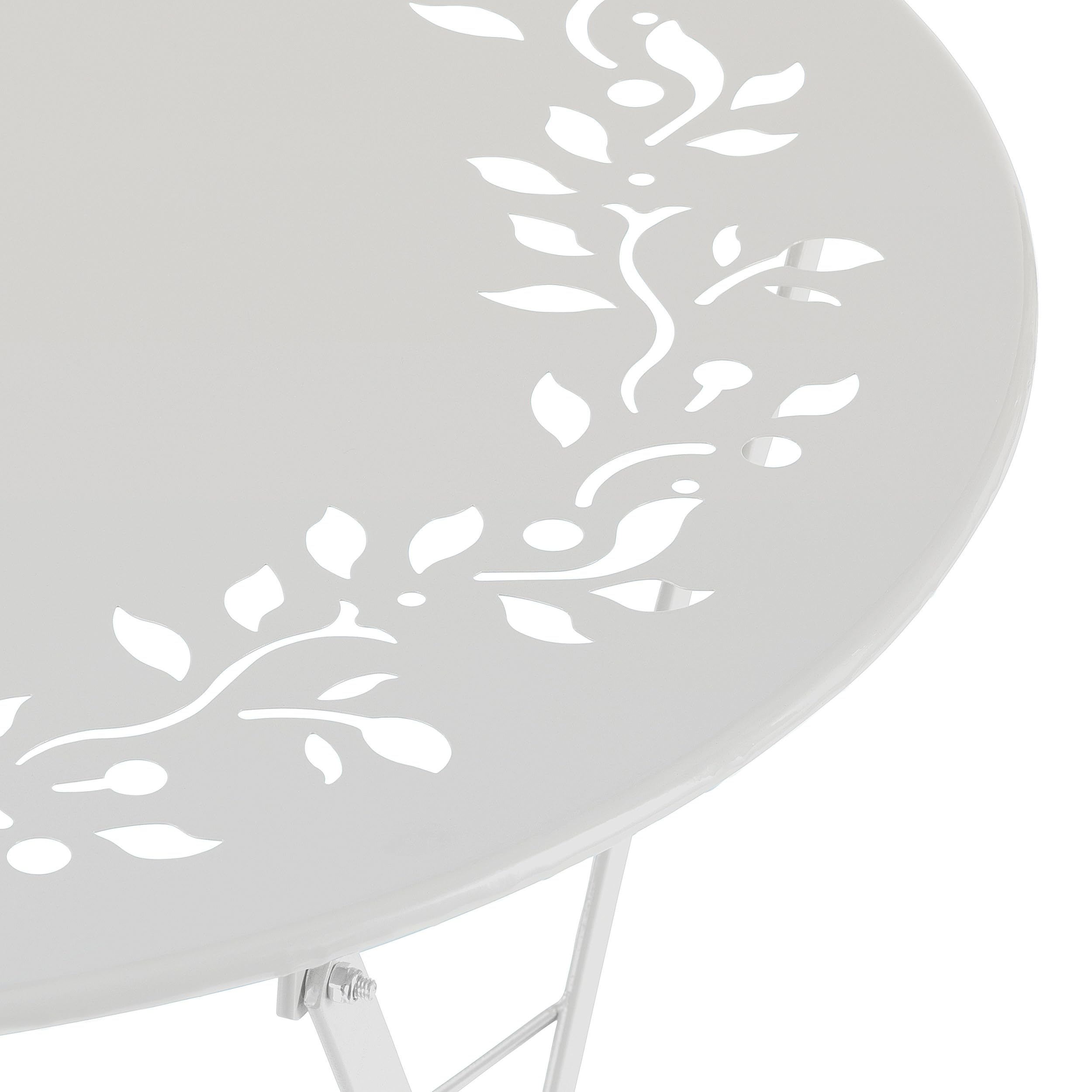 Alpine Corporation 3-Piece Bistro Set - White Folding Table & Chairs for Indoor/Outdoor Use - Perfect for Patio, Garden, Balcony & Small Space Dining