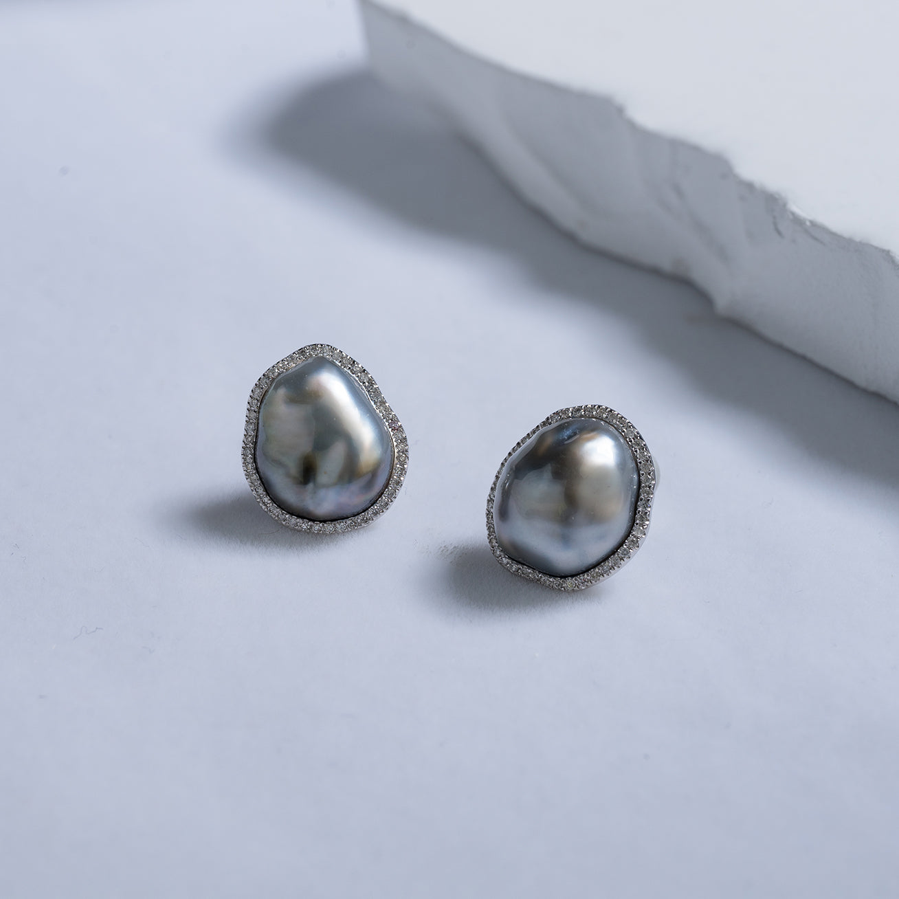 18K Gold Diamond Tahitian Keshi Pearl Drop Earrings for Women - Luxury Wedding, Anniversary & Evening Party Jewelry Gift (KE00117)