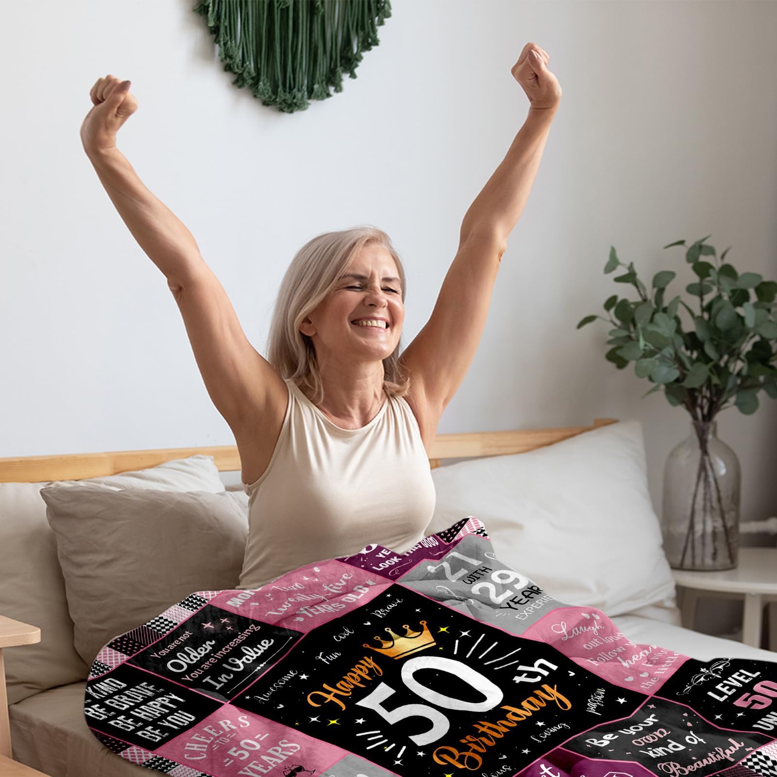 50th Birthday Gifts for Women - Funny 50 Years Old Fleece Throw Blanket 50