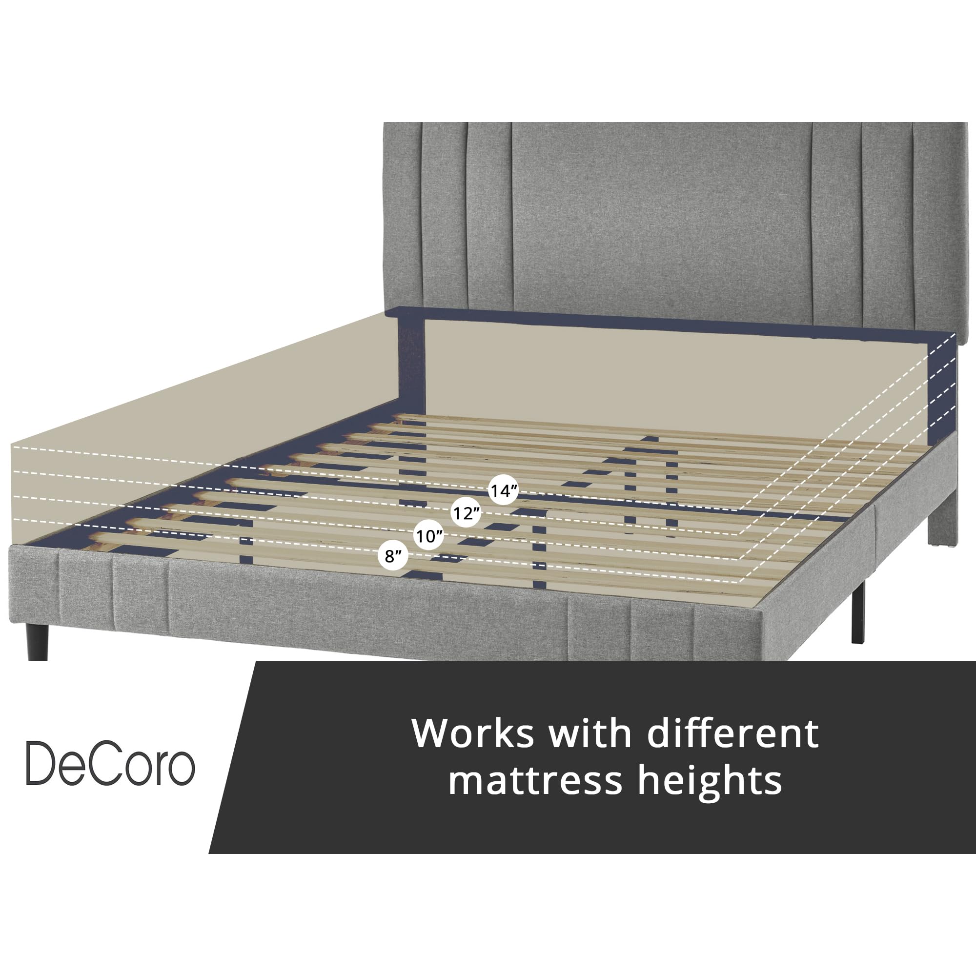 Modern Tufted Upholstered Queen Bed Frame with Platform - Grey Fabric Headboard for Chicago Style Bedroom | Perfect for Master Bedroom, Guest Room & Apartment Decor