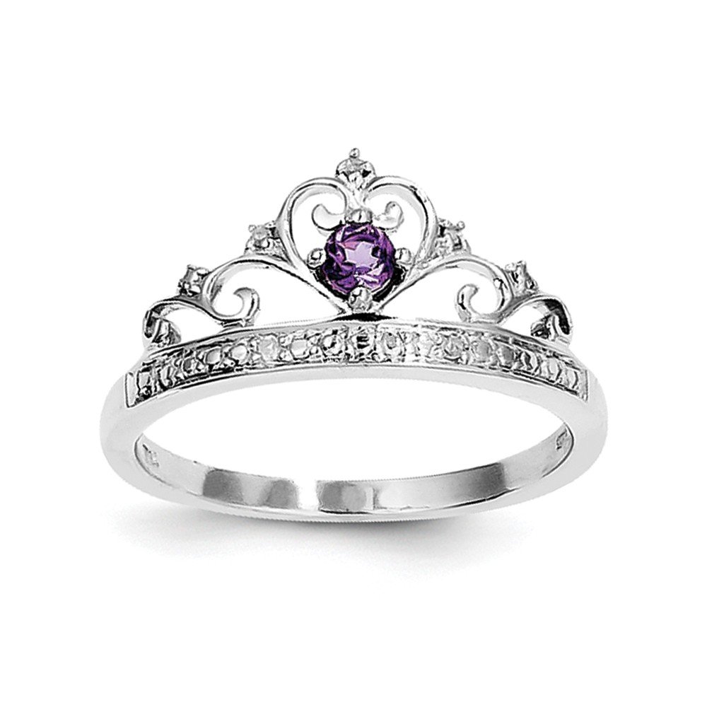 925 Sterling Silver Diamond & Amethyst Engagement Ring for Women - 0.1ct Genuine Gemstone Wedding Band, Promise Ring, Anniversary Gift (Perfect for Proposals, Valentine's Day & Special Occasions)