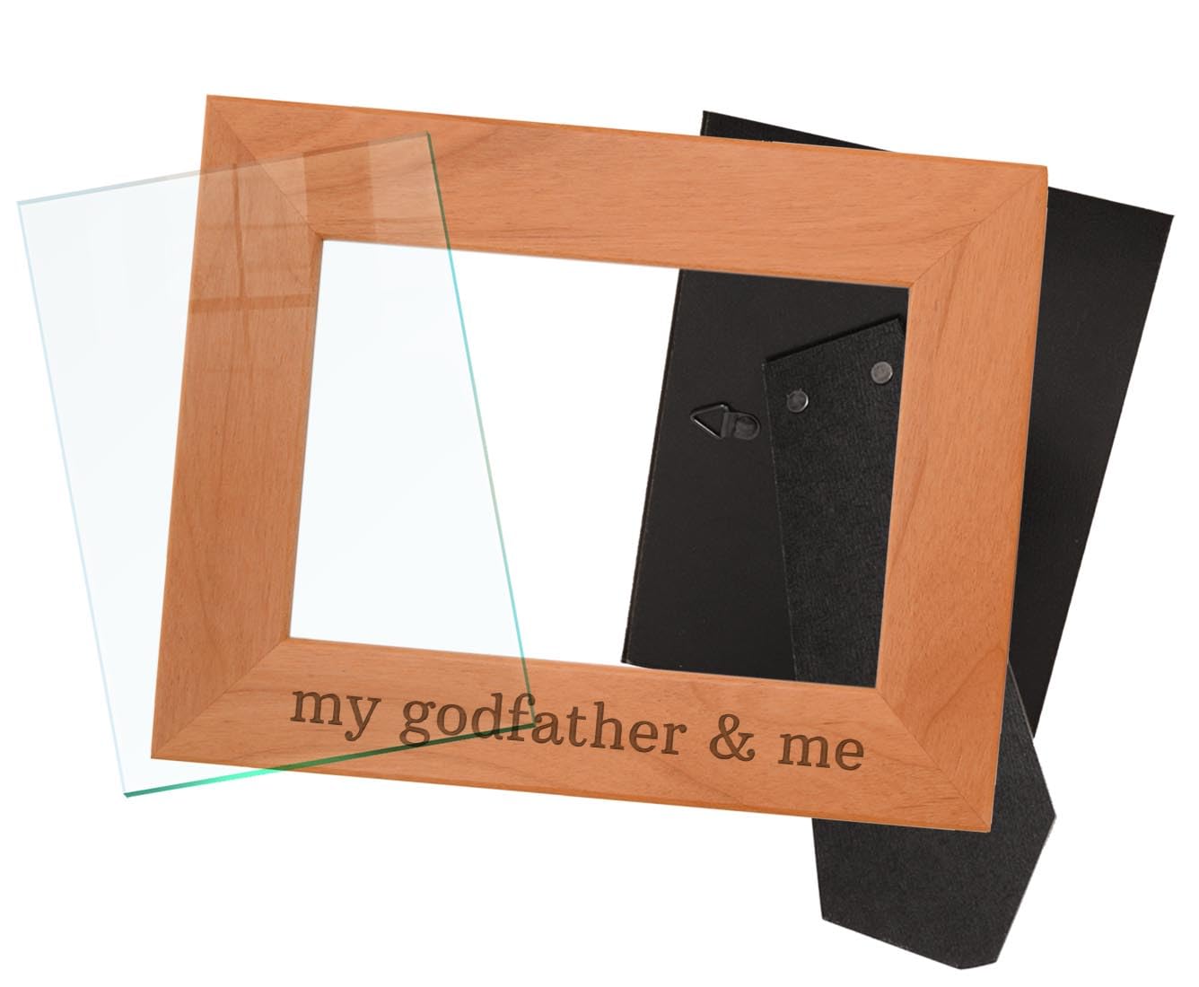 Best Godfather Picture Frame - Natural Wood Engraved 5x7 Landscape Photo Frame for Father's Day Gifts, Home & Office Decor | ThisWear