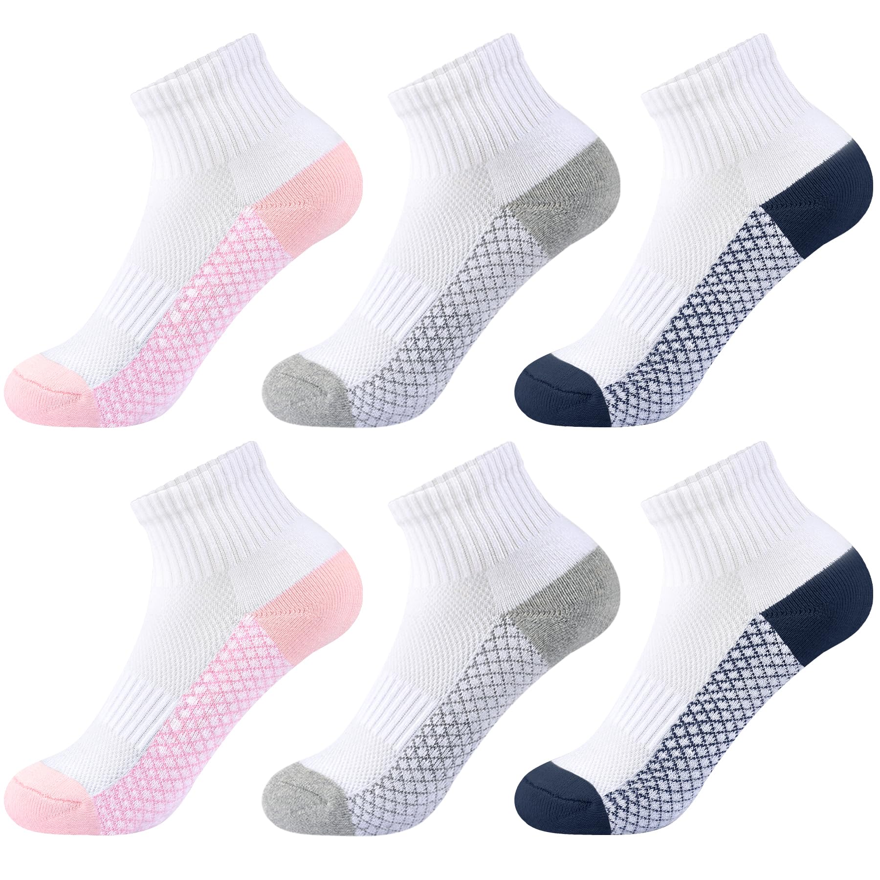**Breathable Kids Ankle Socks - 6/12 Pairs Cushioned Athletic Quarter Socks for Boys & Girls, Cotton Sports Socks for Youth - Perfect for Running, School & Daily Activities**