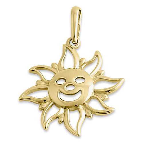 14K Solid Yellow Gold Sunshine Face Pendant Necklace - Dainty Sun Charm Jewelry for Women, Perfect Gift for Birthday, Anniversary & Everyday Wear