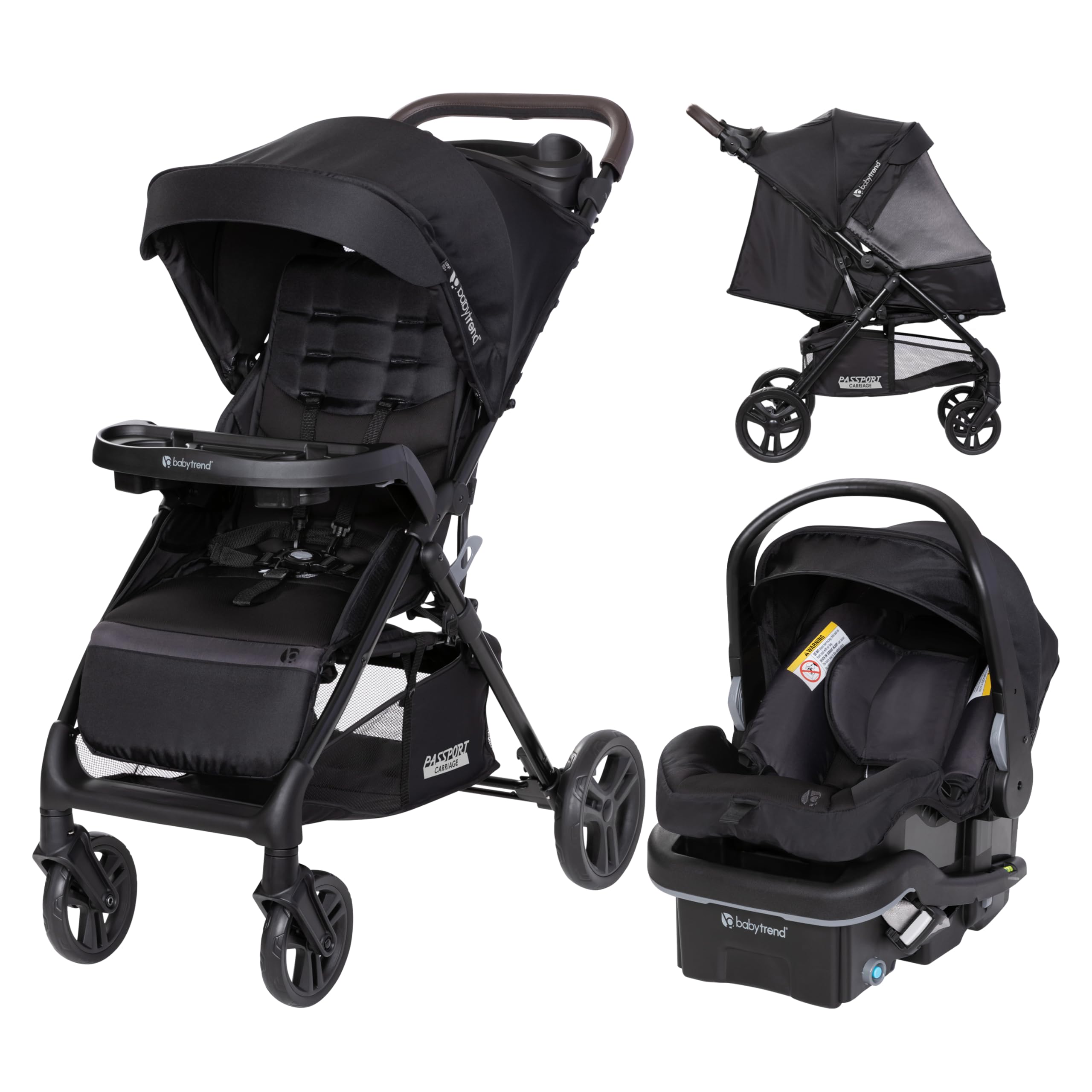 Baby Trend Passport DLX Travel System Stroller with EZ-Lift Plus Infant Car Seat - Uptown Black | Lightweight Compact Stroller for Newborns & Toddlers | Perfect for Air Travel, Shopping & Daily Walks