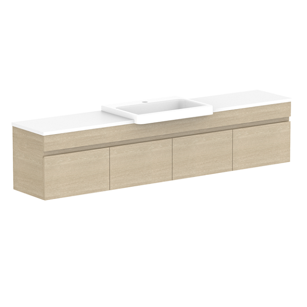 ADP Glacier Pro Semi Recessed All Door Slim Vanity with Solid Surface Top - Modern Bathroom Sink Cabinet for Small Spaces, Perfect for Apartments and Powder Rooms