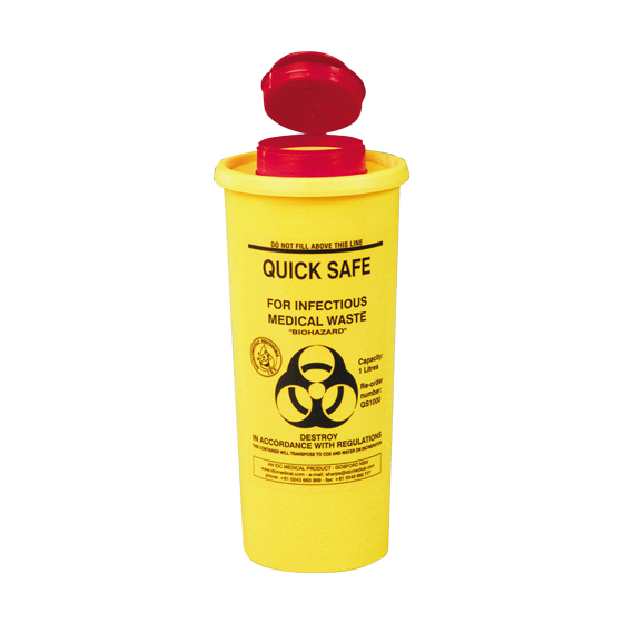 1L Sharps Disposal Container - Safe Needle & Syringe Waste Disposal for Home, Clinic & Hospital Use
