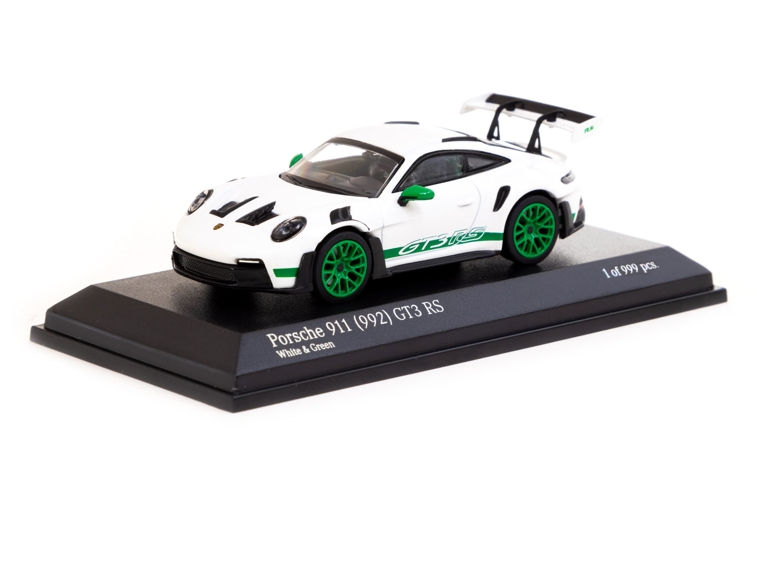 Minichamps X Tarmac Works 1/64 Scale Porsche 911 (992) GT3 RS Diecast Model Car - White & Green Limited Edition COLLAB64 - Perfect for Collectors, Display & Racing Scenes