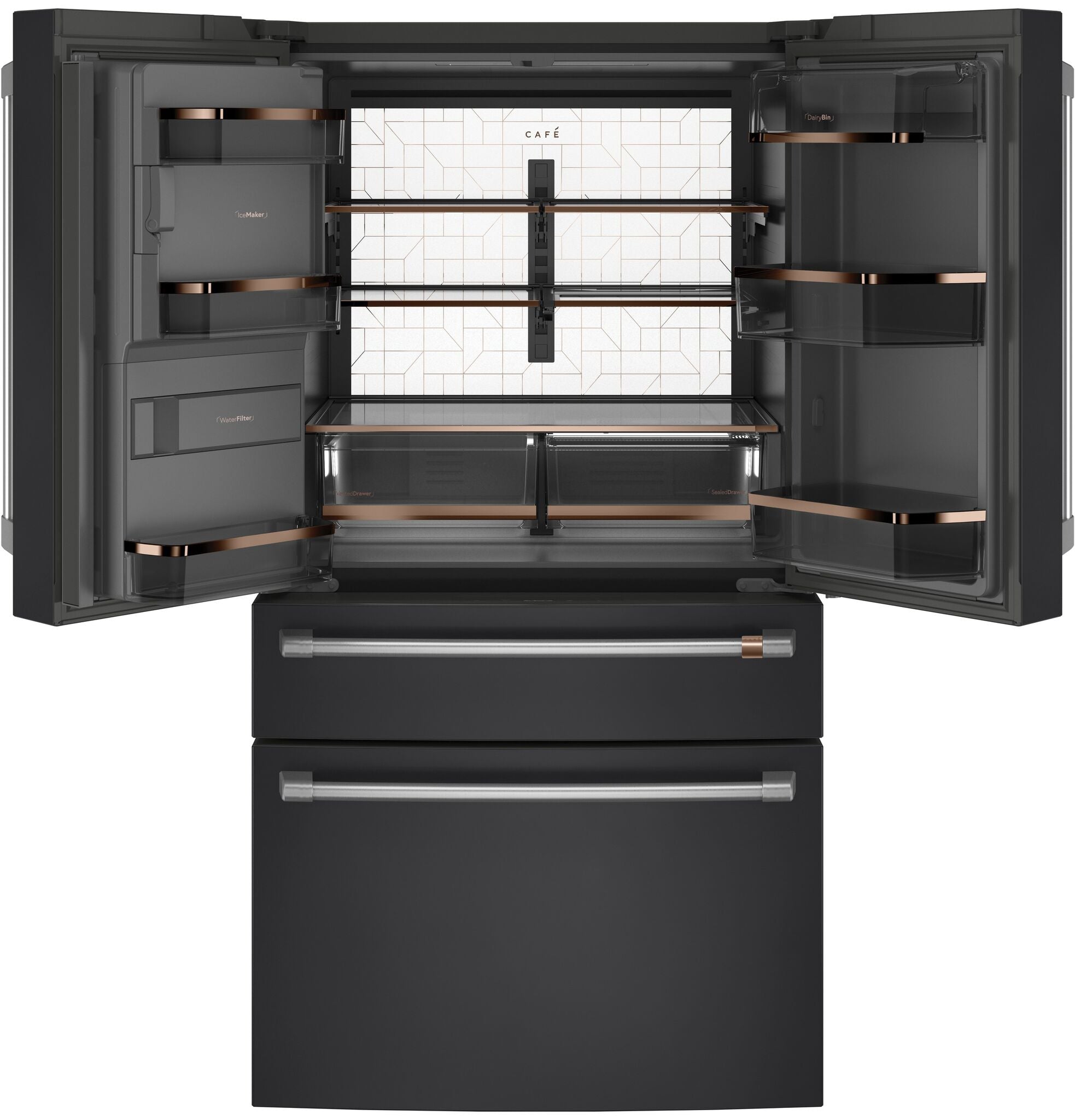 Matte Black Smart Counter Depth 4-Door French Door Refrigerator - 22.3 Cu.Ft Capacity, Energy Efficient, WiFi Enabled - Perfect for Modern Kitchens & Open Concept Homes