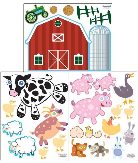 Farm Animals Wall Decals for Kids Nursery - Removable Animal Stickers for Baby Room Decor, Playroom & Classroom - Cute Cartoon Cow, Pig, Sheep & Chicken Wall Art (24-Piece Set) - Perfect for Birthday Gifts & Toddler Learning Activities