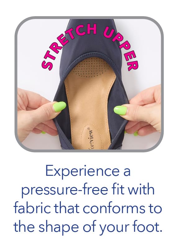 Comfortview Women's Wide Width The Lyra Flat - Comfortable Slip-On Shoes for Work, Travel & Everyday Wear