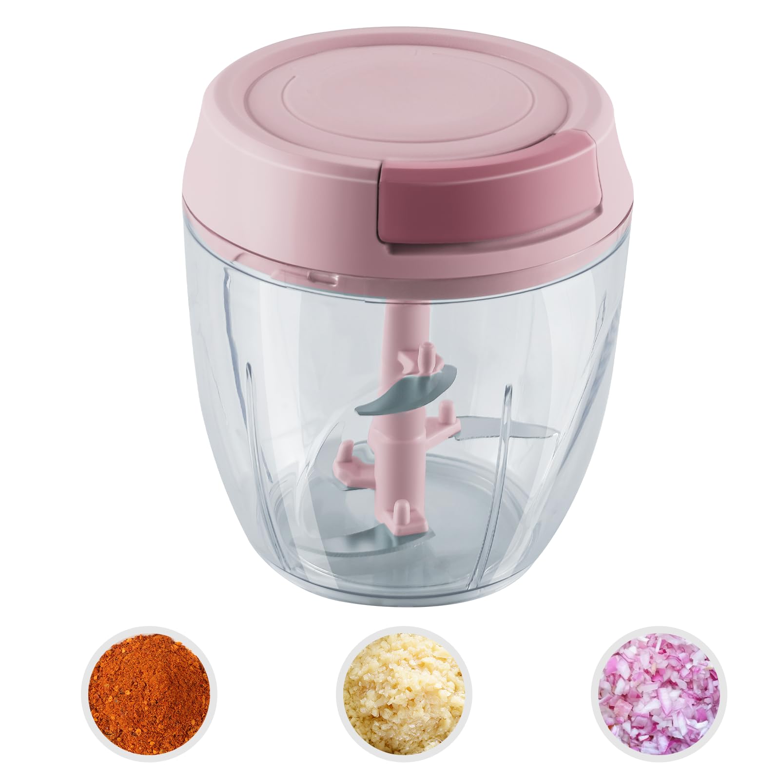 Premium Manual Food Chopper - 900ML Vegetable Cutter for Onions, Garlic, Herbs & Veggies - Kitchen Dicer Grinder with Container - Perfect for Meal Prep, Salads & Cooking