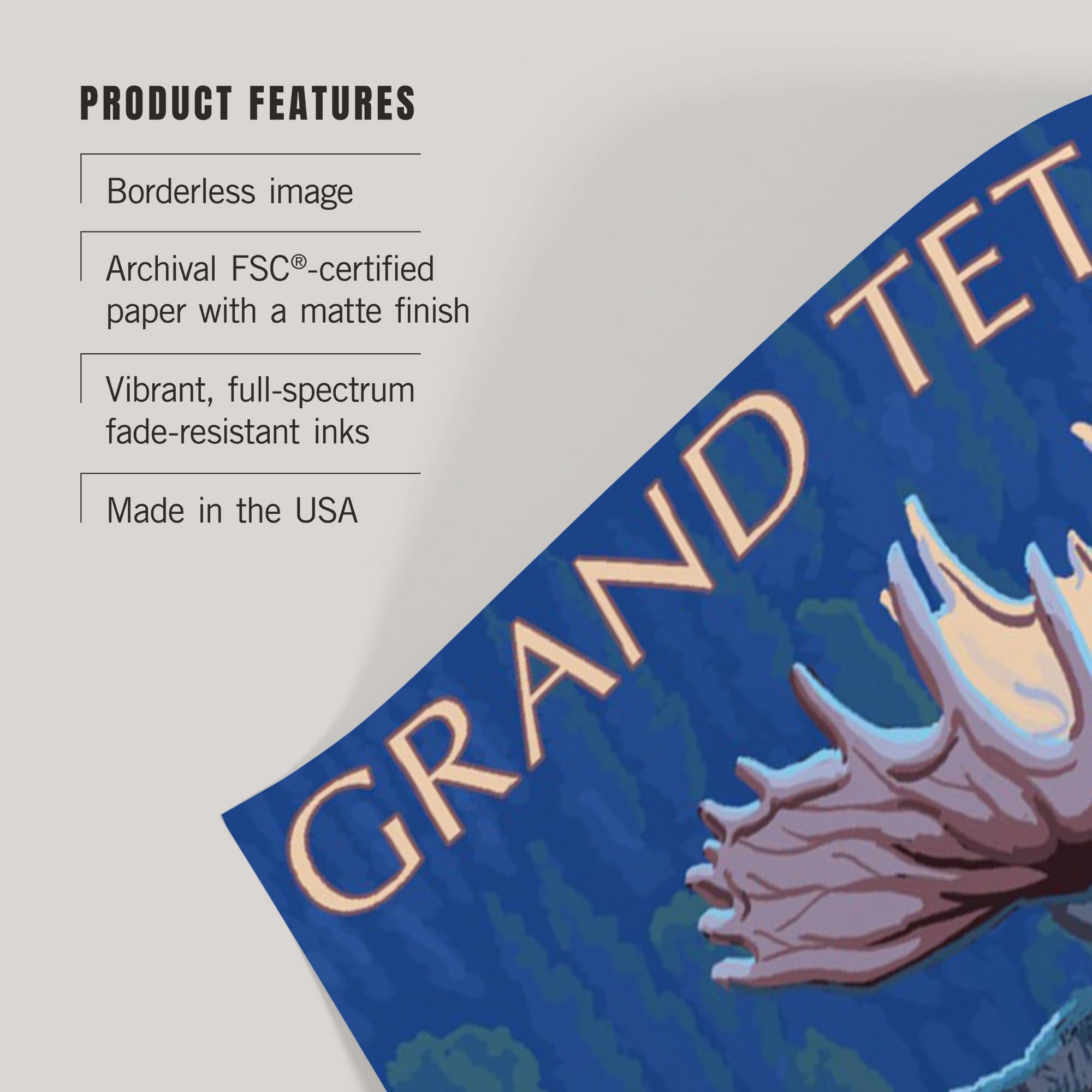 Lantern Press 16x24 Inch Giclee Art Print - Grand Teton National Park Landscape with Moose at Night - Premium Wall Decor for Living Room, Bedroom & Office