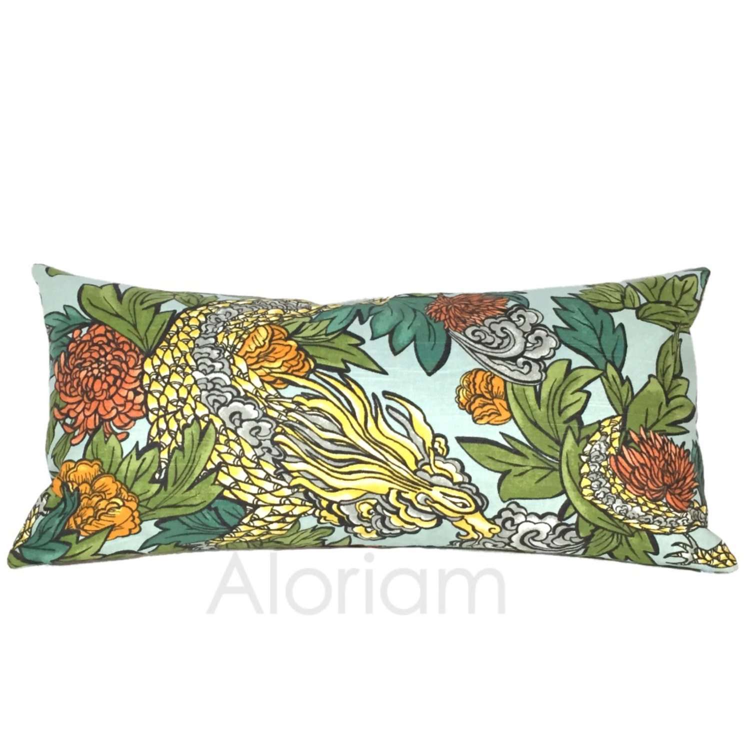 Robert Allen Dwell Studio Ming Dragon Chinoiserie Pillow Cover in Aquatint Blue - Asian Inspired Home Decor for Living Room, Bedroom & Sofa