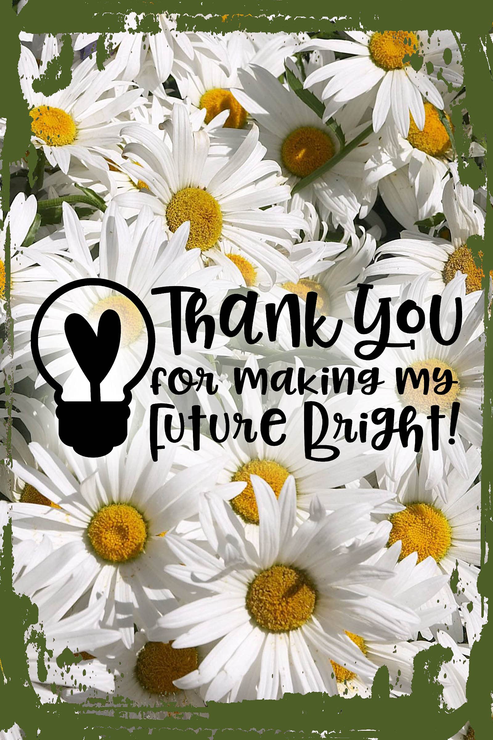 Daisy Flower Flat Canvas Wall Art - Thank You For Making My Future Bright Lightbulb Heart Teacher Appreciation Gift - 12x16 Inch Funny Hanging Wall Decor for Classroom, Office & Home