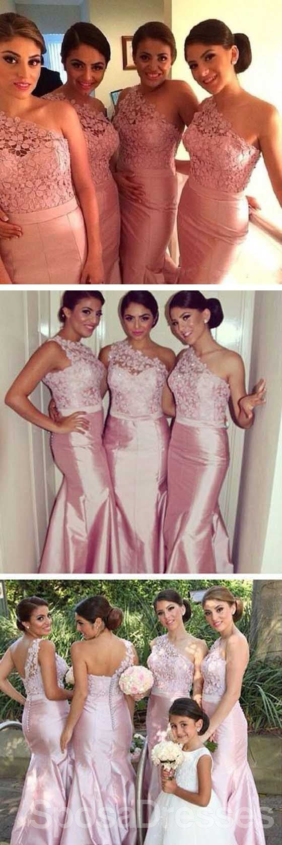 Elegant One Shoulder Lace Mermaid Bridesmaid Dress - WG93 | Sexy Long Formal Gown for Weddings, Prom, Evening Parties & Special Occasions