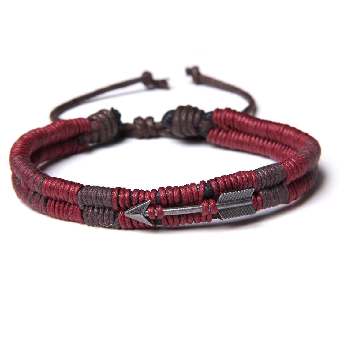 WAINIS Braided Leather Bracelets for Men & Women - Adjustable Wrap Tiger Eye & Lava Rock Beads Bracelet Set - Ethnic Tribal Woven Rope Wristbands for Yoga, Meditation & Boho Fashion Accessories