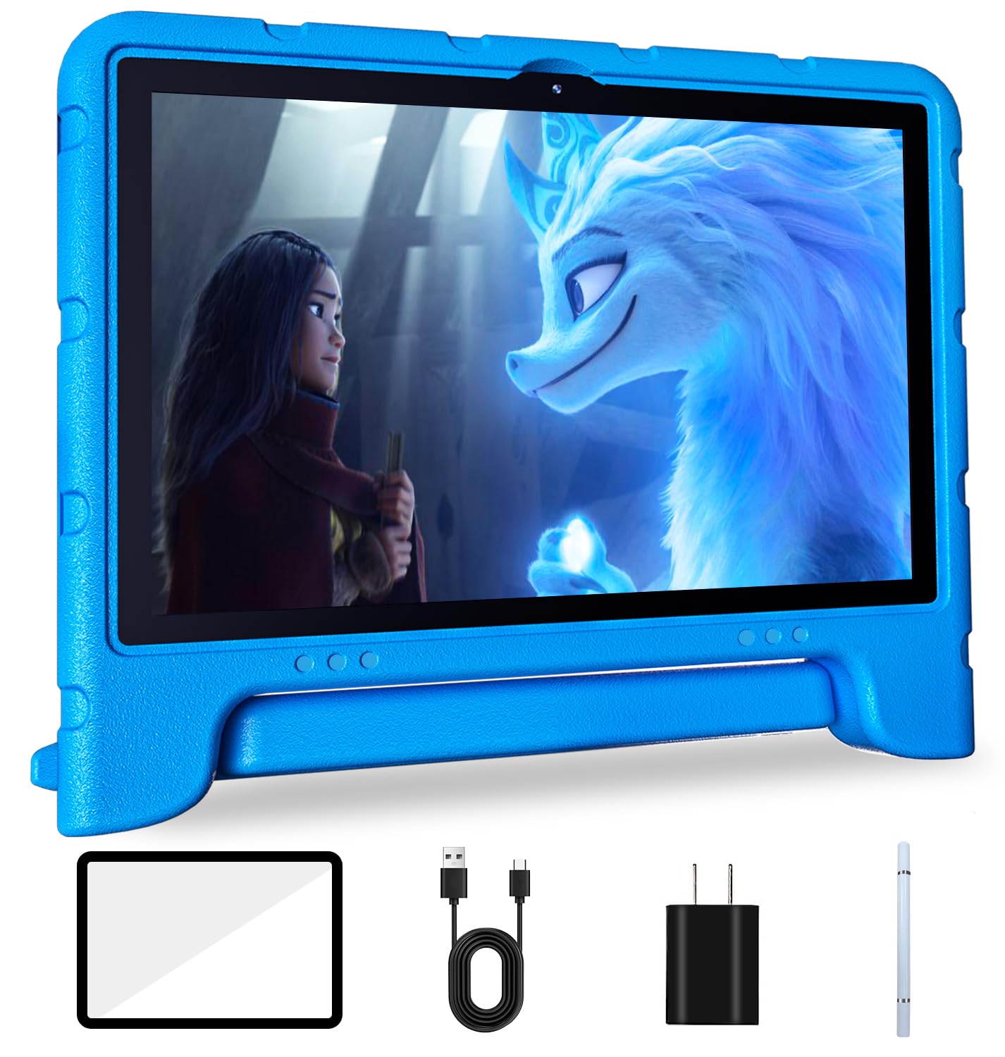 10 Inch Kids Tablet with Android 13 | 6GB RAM 64GB ROM | Bluetooth, WiFi, GMS | Parental Control & Shockproof Case | Educational Learning & Games Tablet for Toddlers (Blue) - Perfect for Homeschooling, Travel Entertainment & Early Childhood Development