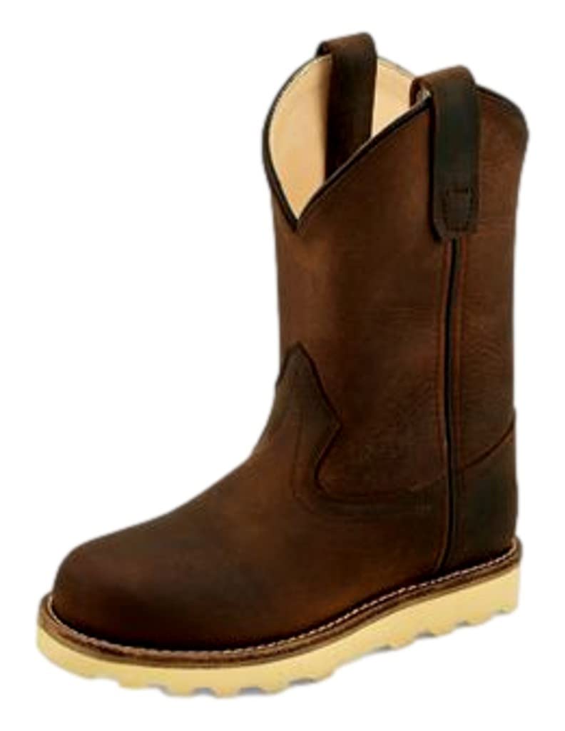 Old West Kids Brown Pull-On Boots for Outdoor Play & Dress-Up