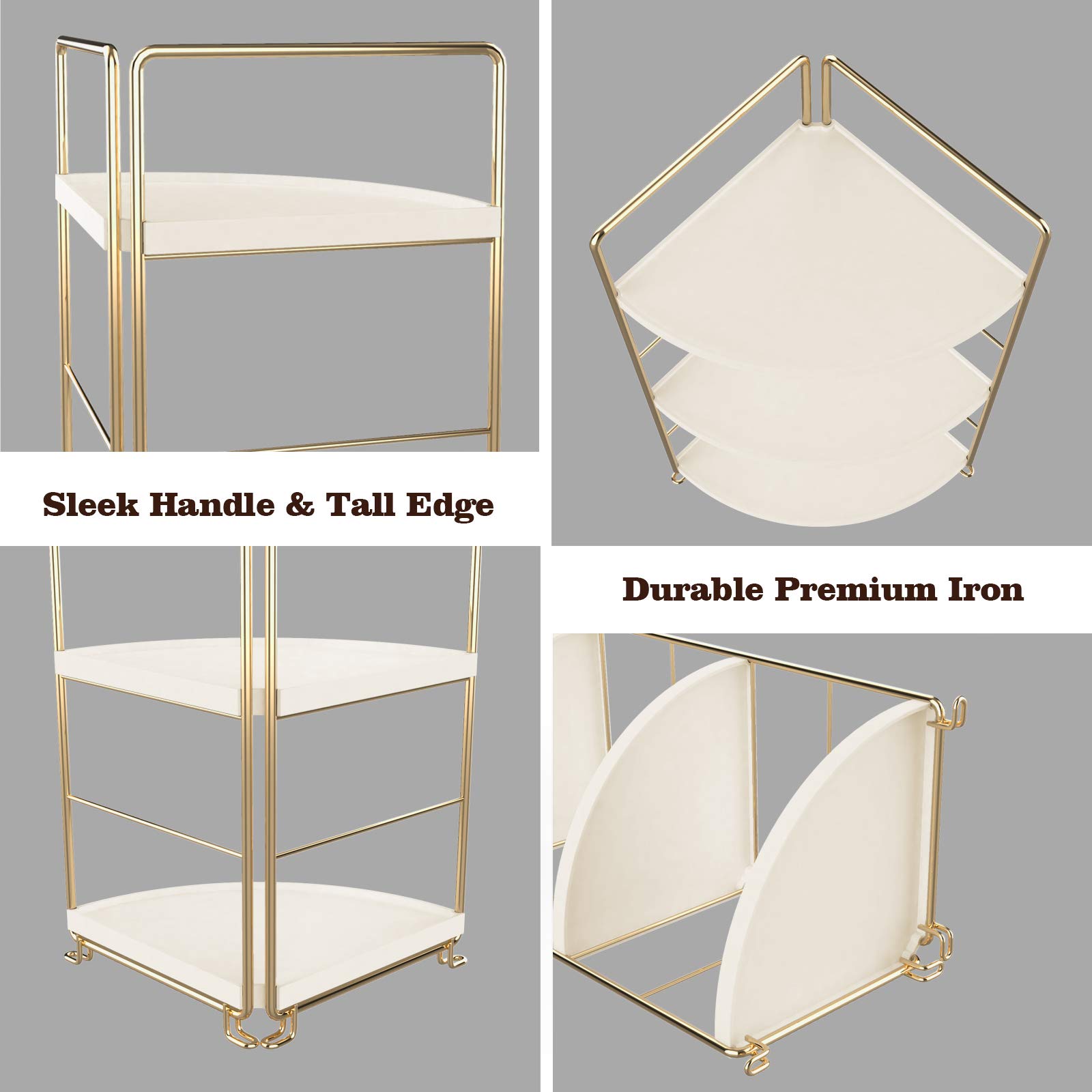 2-Tier Golden Triangle Spice Rack - Space-Saving Corner Shelf for Kitchen, Bathroom, Living Room & Bedroom - Perfect for Organizing Spices, Toiletries & Decorative Items