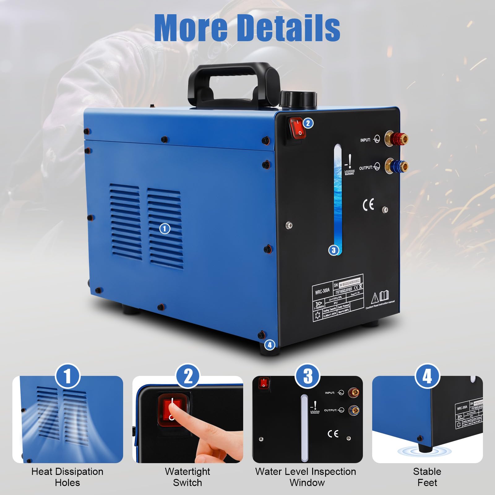 370W TIG Welder Water Cooler System - 10L Capacity, 2.1 GPM Flow for Water Cooled TIG Torch | Perfect for Aluminum Welding, Metal Fabrication & Industrial Welding Applications