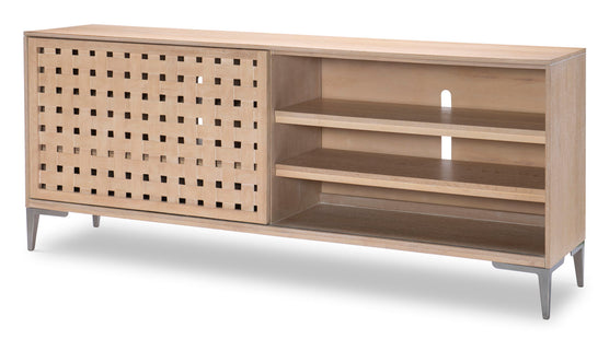 Biscayne Beige Entertainment Console - Modern TV Stand with Storage for Living Room & Home Theater