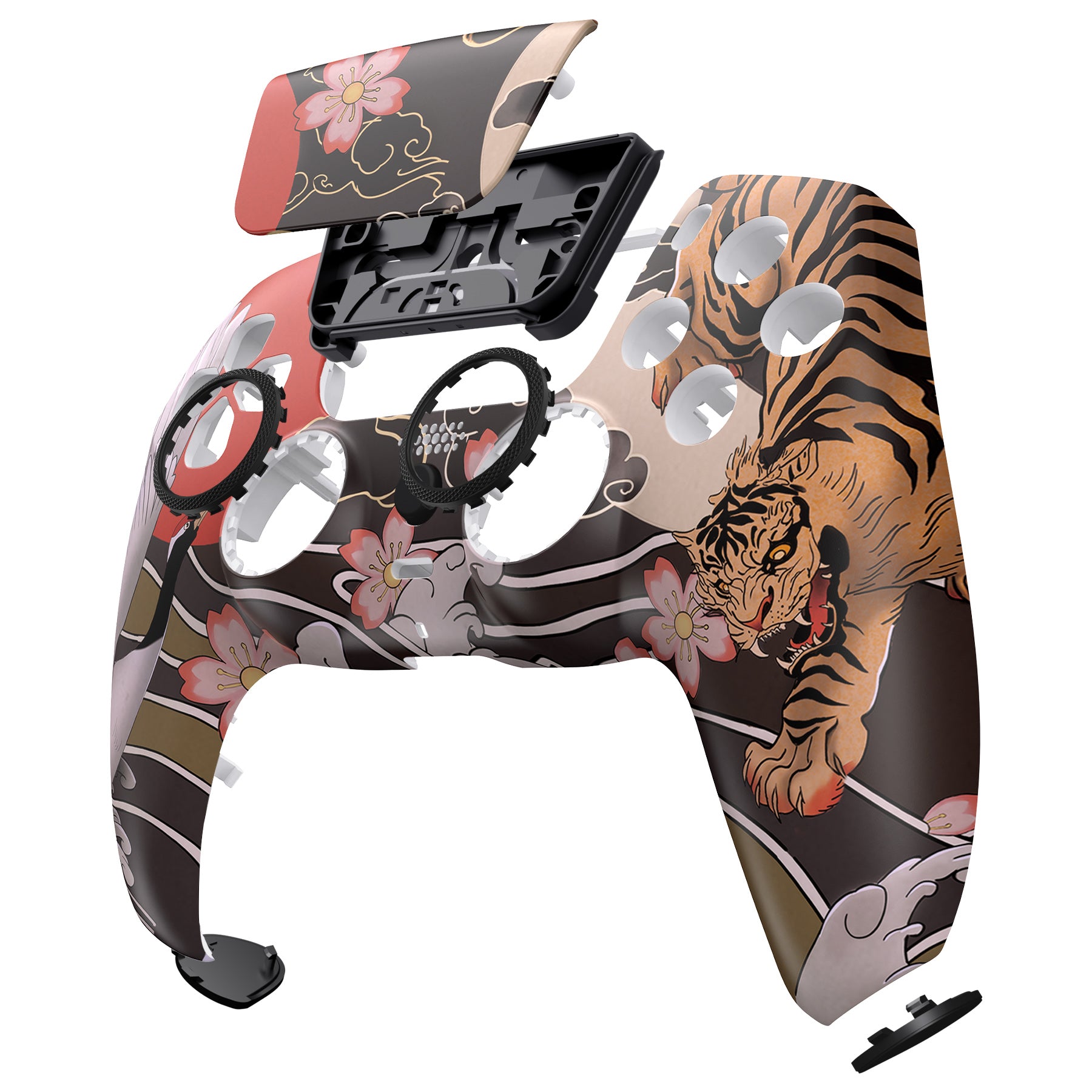 eXtremeRate LUNA Redesigned Front Shell with Touchpad for PS5 Controller BDM 010/020/030/040/050 - Tiger & Crane Design - GHPFR006 - Perfect for Gaming, Customization & PS5 Controller Repair