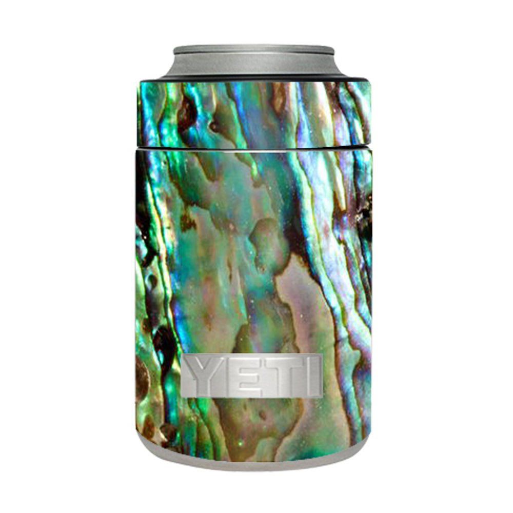 Abalone Sea Shell Gold & Blue Yeti Rambler Colster Skin - Insulated Can Cooler for Beer, Soda & Drinks - Perfect for Beach, Camping, BBQs & Outdoor Adventures