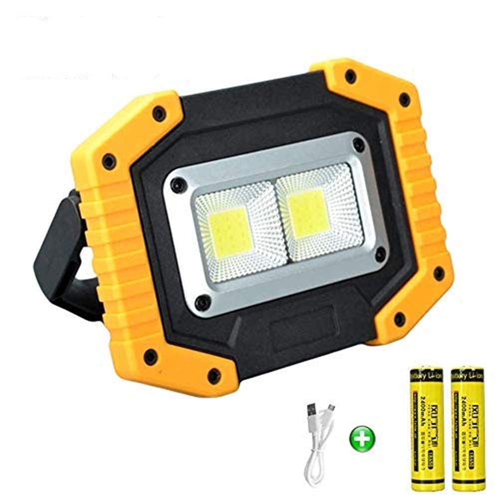2 Pack 30W Rechargeable LED Flood Lights - Waterproof Portable Work Light for Outdoor Camping, Fishing, Security & Emergency Use | USB Powered with Long Battery Life