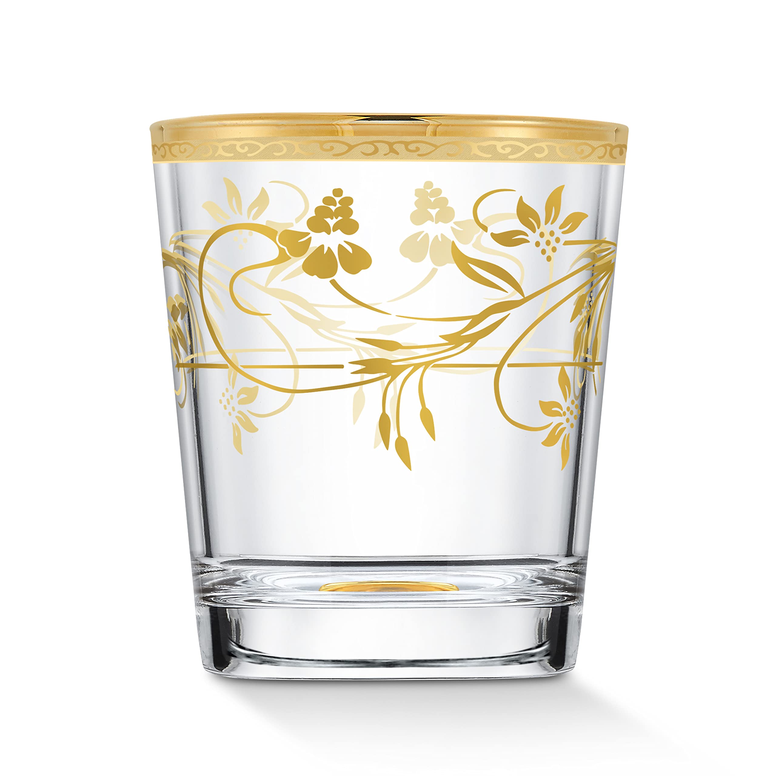 Elegant Modern Crystal Rosalia Flower Glassware Set - 10 oz Double Old Fashioned Glasses (Set of 4) - Perfect for Parties, Weddings & Home Decor