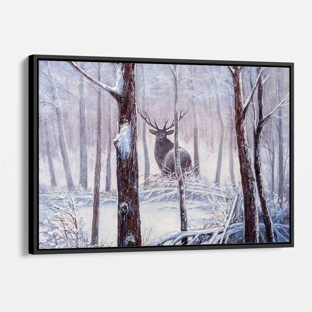White Deer Wall Art Canvas Print - Modern Nature Home Decor for Living Room, Bedroom & Office - 1464