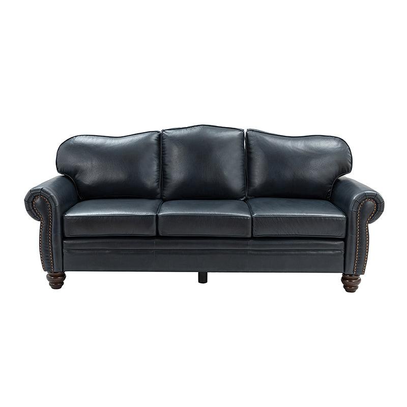 Flavio 81 Genuine Leather Sofa - Premium Full Grain Leather Couch for Living Room, Lounge & Office - Comfortable Modern Sectional Sofa with Sturdy Wood Frame