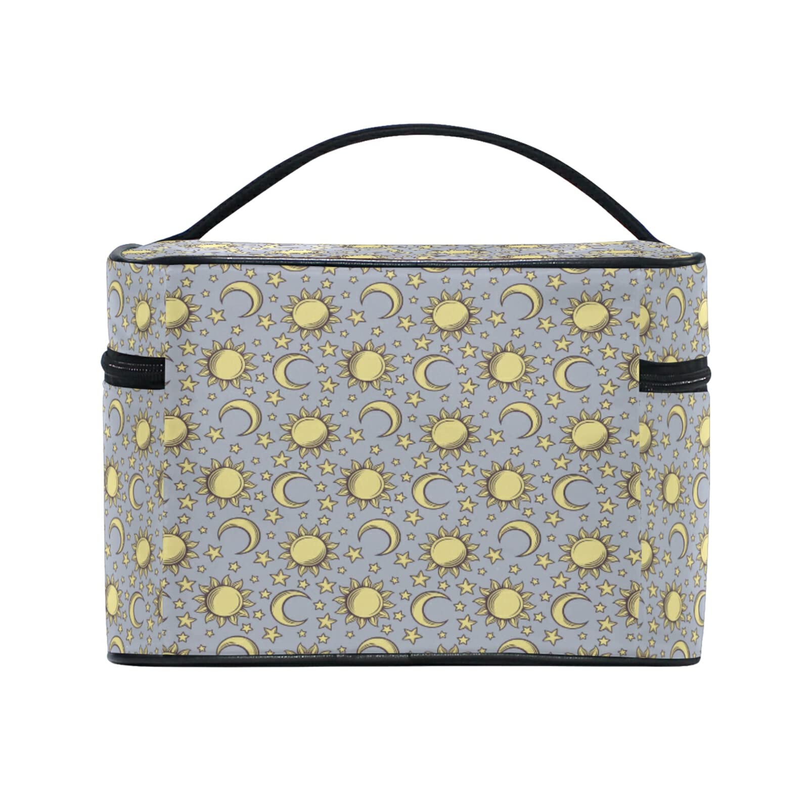 Vintage Moon & Sun Dot Cosmetic Bag for Women – Waterproof Makeup Pouch, Travel Toiletry Organizer, Train Case – Perfect for Travel, Gym, and Everyday Use