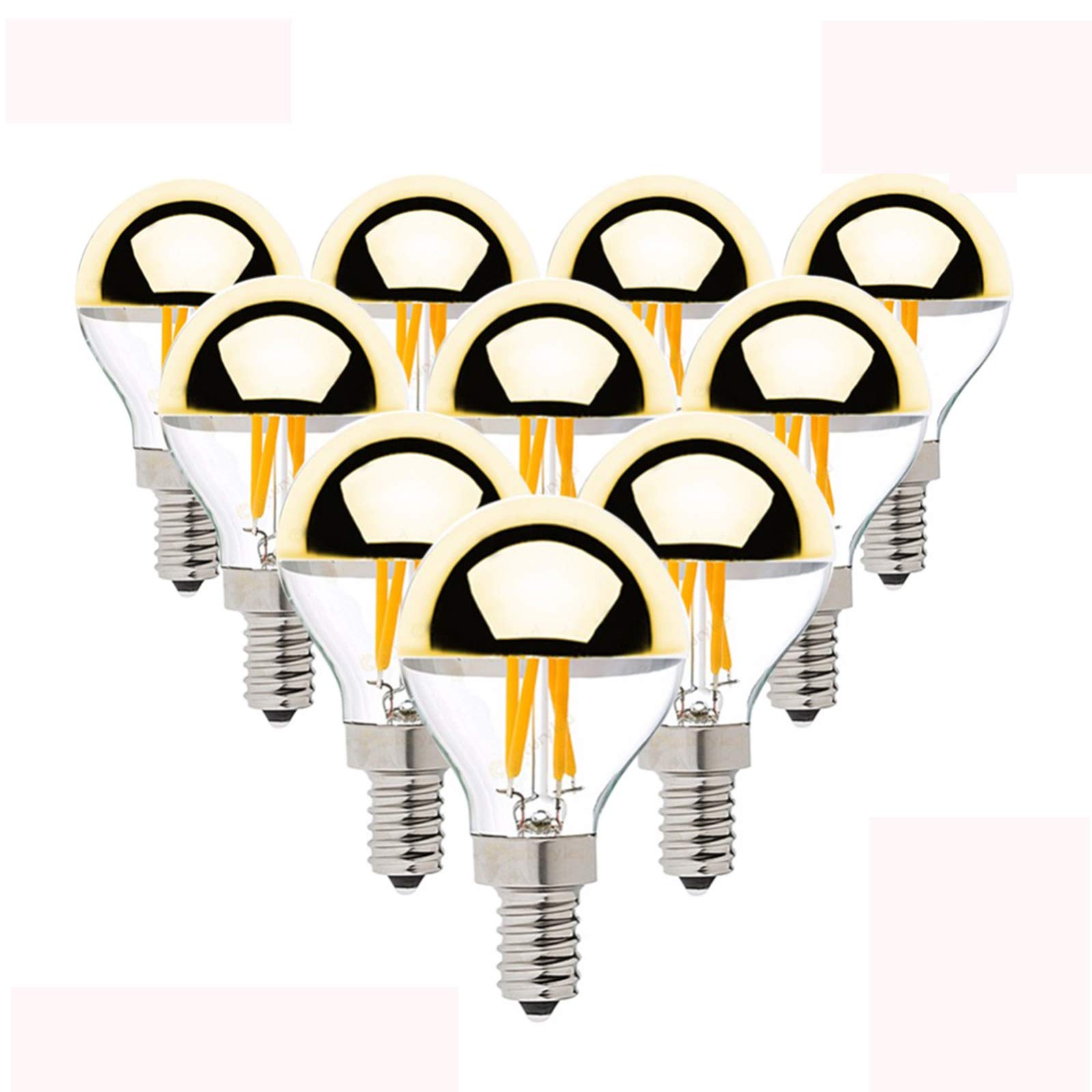HLIGHT Gold Mirror Bubble G45 Globe LED Filament Bulb 4W E12/E14 Base Warm White 2700K Dimmable Decorative Lighting for Home, Bedroom, Restaurant & Cafe (220V) - Vintage Edison Style Bulb for Chandeliers, Pendant Lights and Table Lamps