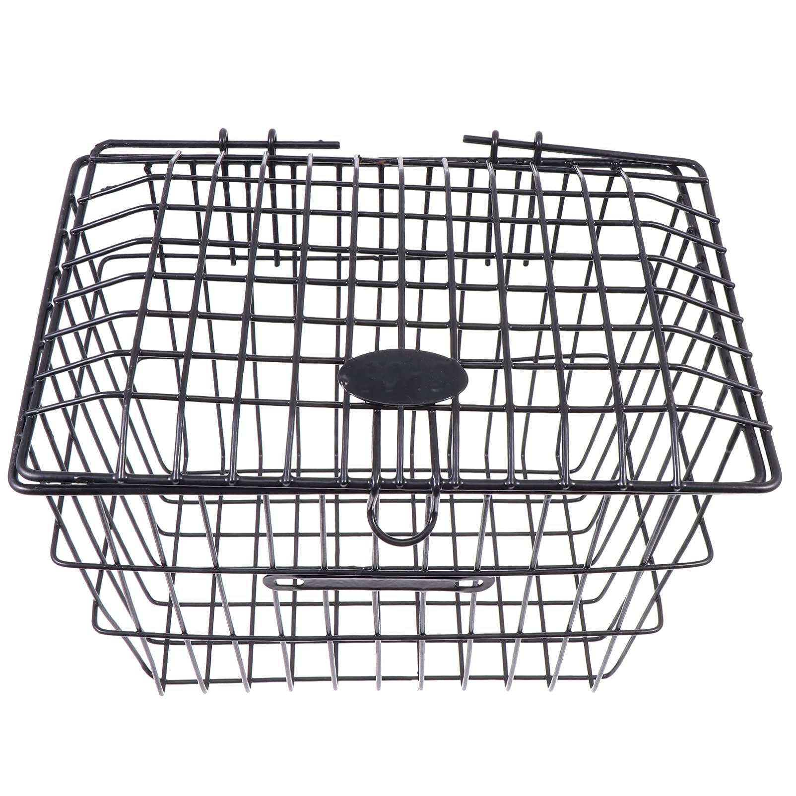 LIOOBO Metal Wire Bike Basket with Lid - Front & Rear Bicycle Storage Basket, Handlebar Organizer for Mountain Bike, Road Bike, Commuter Bike - Perfect for Groceries, Picnics, and Daily Errands (Black)