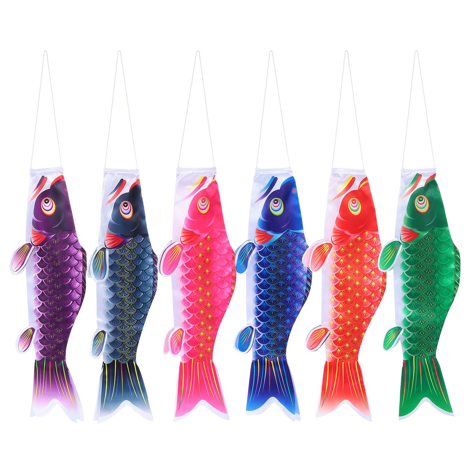 DOITOOL 6Pcs Japanese Carp Windsock Koinobori - Outdoor Garden & Patio Decor