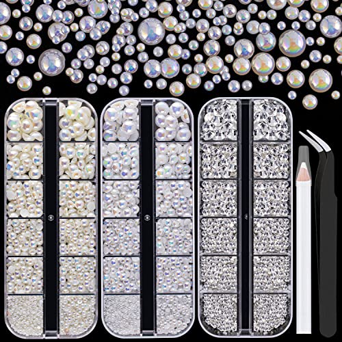 Clear Crystals + White Ab & Beige Ab Pearls