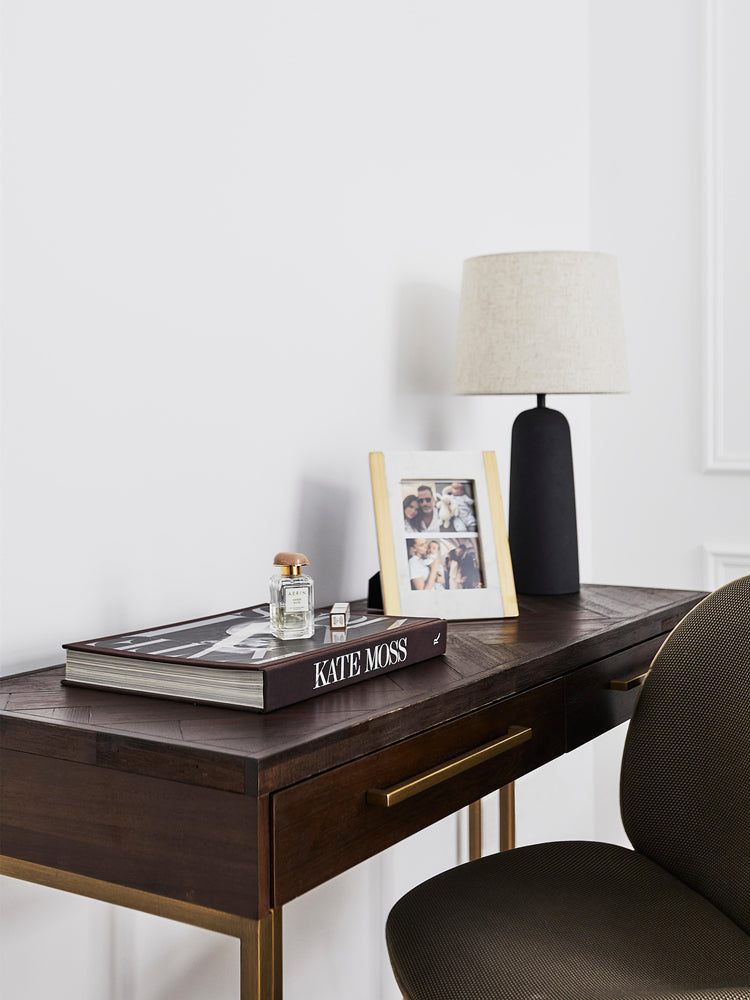 MCKENNA Solid Wood Herringbone Console Table - Entryway Writing Desk & Dressing Vanity with Storage | Perfect for Living Room, Bedroom, or Home Office Decor