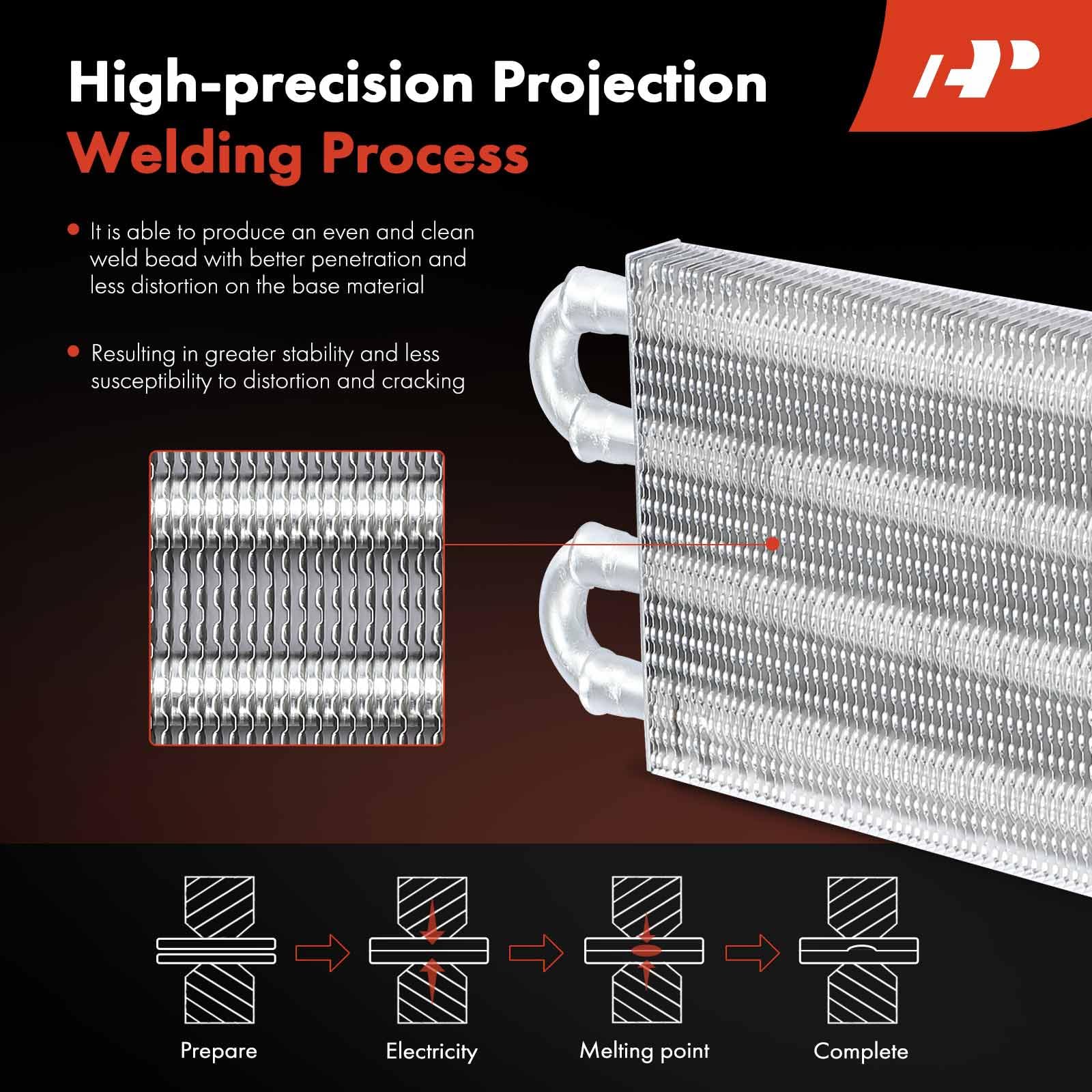 Universal A-Premium 4-Pass Aluminum Transmission Oil Cooler Kit with Hose Mounting, Supports Towing Up to 12000 lbs, Ideal for Heavy-Duty Trucks and Towing Vehicles